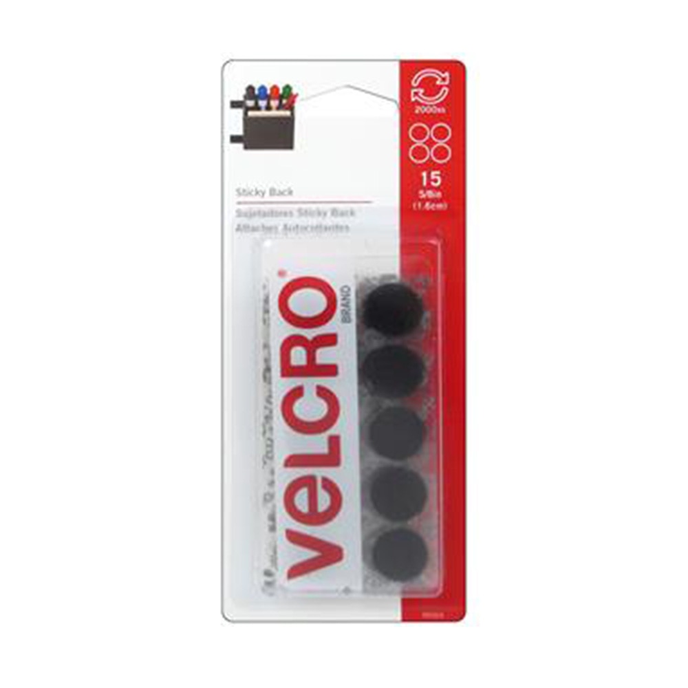 Velcro, Tape, Black, 5/8", 15 Pack, Coins